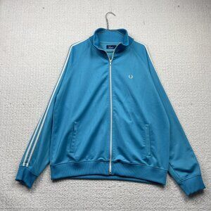 Fred Perry Sportswear Men's XL Tech Track Jacket Light Blue Full Zip Preppy